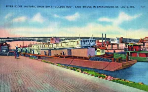 Mississippi Prints: St. Louis, Missouri, USA - Show Boat and Eads Bridge