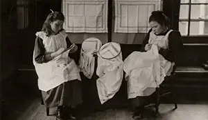 Woking Prints: St Nicholas Home, Pyrford, Surrey - Girls Sewing
