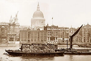Pauls Collection: St. Paul's Cathedral and Thames Barge London Victorian