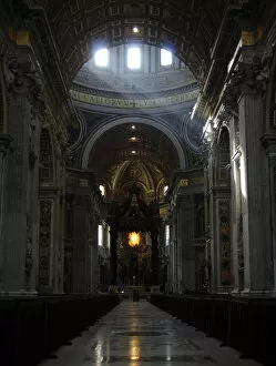 St. Peters Basilica. Madernos nave and the altar with Bern