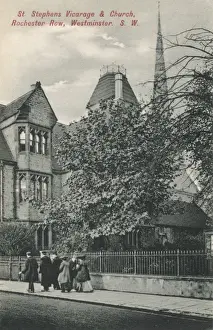 Vicarage Prints: St Stephens Vicarage and Church, London