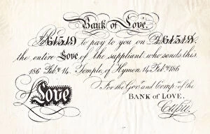 Images Dated 19th October 2015: St Valentines Day bank note from the Bank of Love
