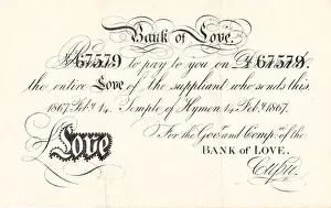 Entire Prints: St Valentines Day bank note from the Bank of Love