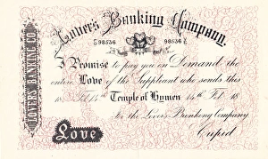 St Valentines Day bank note from Lovers Banking Company