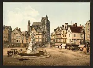 Courbet Prints: St. Vulfran and square of Admiral Courbet, Abbeville, France