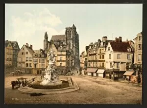 Abbeville Gallery: St. Vulfran and square of Admiral Courbet, Abbeville, France
