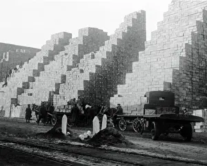 Stacks Prints: Stacks of provisions, Western Front, France, WW1