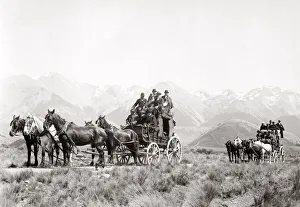 Stage-coaches pulled by five-horse teams, c. 1890 s
