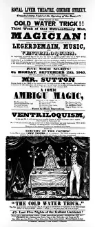 Magician Prints: Stage Magician Advertisement, 1843