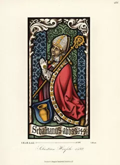 Sebastian Collection: Stained glass portrait of Abbot Sebastian Hafele