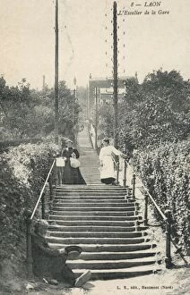 Aisne Gallery: Stairway up to the Railway Station at Laon, France