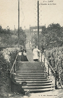 Aisne Gallery: Stairway up to the Railway Station at Laon, France