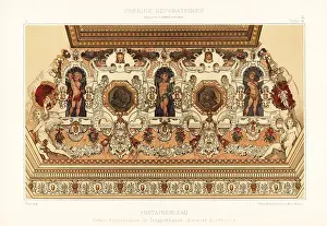 Ernst Wasmuth Prints: Stairwell of the Escalier d'honneur, Palace of Fontainebleau