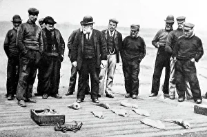 Auction Prints: Staithes fisherman at a fish auction
