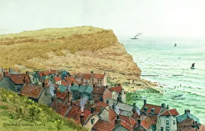 Staithes Prints: Staithes, North Yorkshire, viewed from the cliffs
