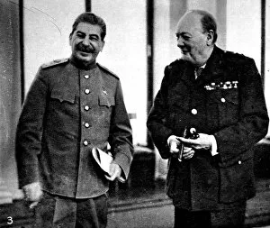 Stalin and Churchill at Yalta; Second World War, 1945