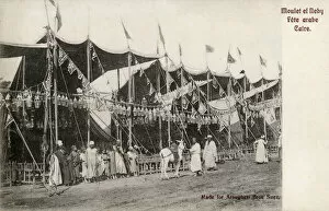 Stalls for the Muled en-Nabi festivity in Cairo, Egypt