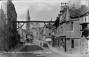 Stamford Prints: Stamford: George Hotel and St. Mary's Church