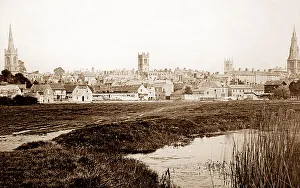 Stamford Prints: Stamford from the meadows, Victorian period