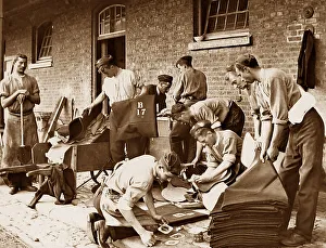 Stamping cavalry Saddles during WW1
