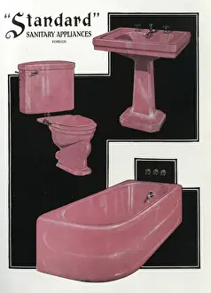 Barry Prints: Standard Sanitary Appliances suite in Rose de Barry pink