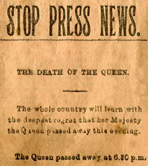 Images Dated 20th July 2018: The Star newspaper stop press, death of Queen Victoria