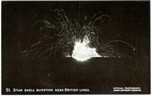 Bursting Gallery: Star shell bursting near British lines, WW1