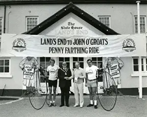 Farthing Prints: Start of pennyfarthing ride, Lands End