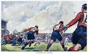 Starting an attack, England v. Wales at Twickenham, 1931
