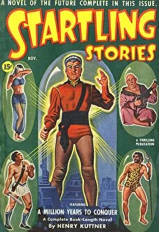 Sci Fi Magazine covers Collection: Startling Stories scifi magazine cover, Million years to conquer