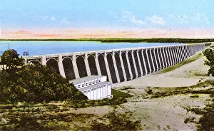 Northeastern Prints: State of Oklahoma, USA - Grand River Dam and Lake