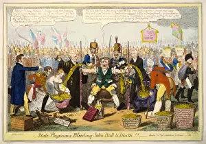 State physicians bleeding John Bull to death