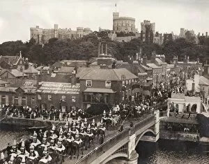 State procession crossing bridge at Windsor