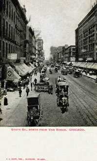 Buren Prints: State Street, North from Van Buren, Chicago, Illinois, USA