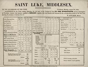 1854 Collection: Statement of Poor Relief in St Lukes Parish, 1854