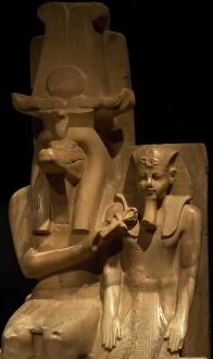 Amenhotep Gallery: Statue of Amenhotep III (Neb-Maat-Ra) and Sobek c.1390-1352
