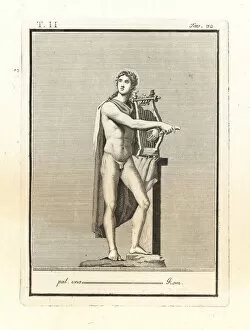 Lyre Collection: Statue of Apollo with halo, cithara (lyre) and plectrum