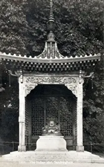 Ornamental Prints: Statue of the Buddhist divinity Kuveraa in the grounds of Sandringham, Norfolk
