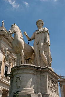 Latium Collection: Statue of Castor and Pollux. Pizza Campidoglio. Rome. Italy