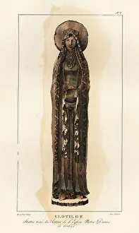 Tinted Prints: Statue of Clotilde (c.474-545), Saint Clotilde, wife of Clovis I