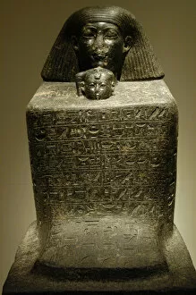 Hieroglyph Collection: Statue-cube of Senenmut and Princess Neferure. Egypt