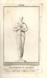 Adriana Gallery: Statue of an Egyptian priest holding a cocks head