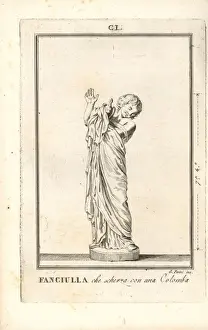 Statue of a girl playing with a dove
