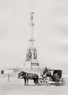 Hackney Prints: Statue and hackney carriage, Peru