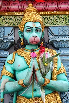Hinduism Collection: Statue of the Hindu Monkey God Hanuman, Sri Krishna Bagawan Temple in Singapore