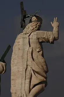 Bless Prints: Statue of Jesus on the roof of St. Peters Basilica. Vatica