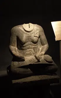 Crossed Prints: Statue of Mentuhotep. Egyptian Art Museum. Luxor. Egypt