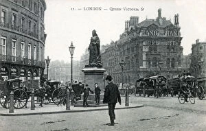 Statue of Queen Victoria - Queen Victoria Street, London - at the Northern end of