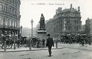 Birch Prints: Statue of Queen Victoria - Queen Victoria Street, London - at the Northern end of