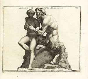 Statue of Roman god Pan and the shepherd Daphnis